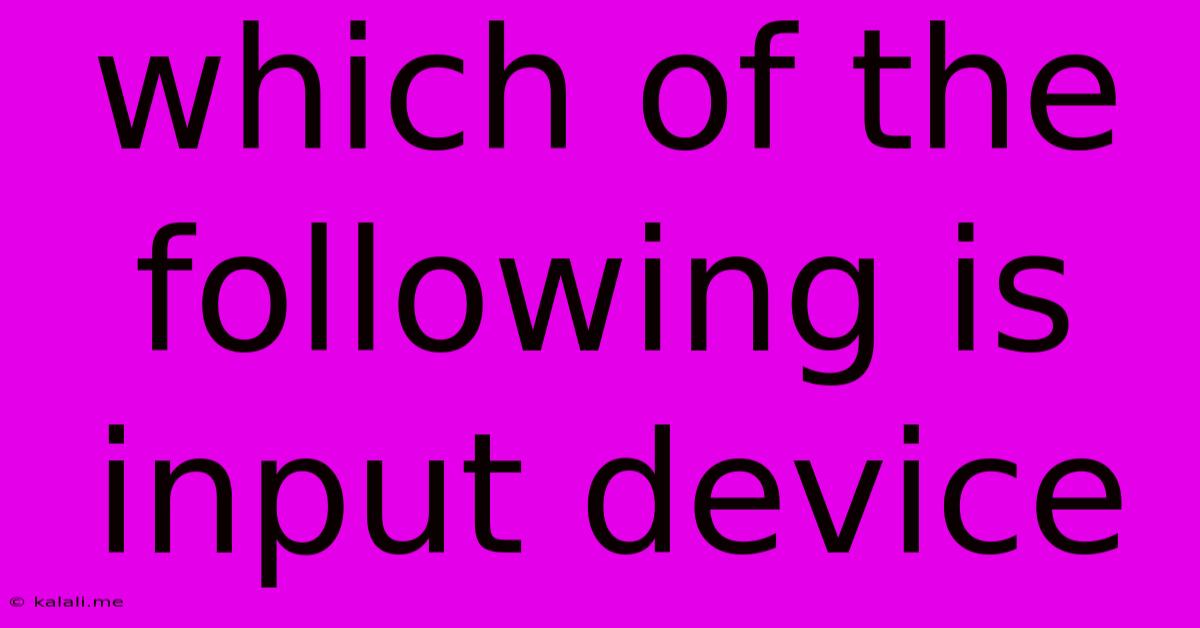 Which Of The Following Is Input Device
