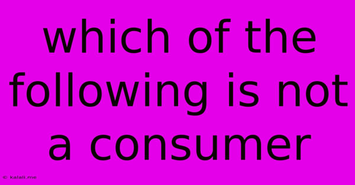 Which Of The Following Is Not A Consumer