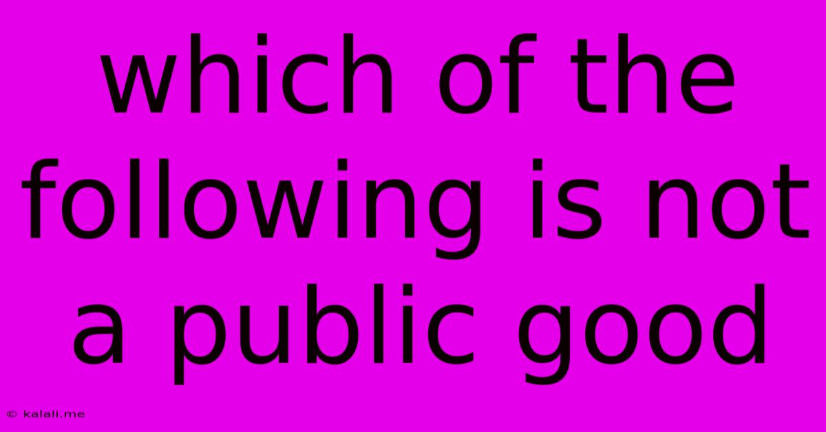 Which Of The Following Is Not A Public Good