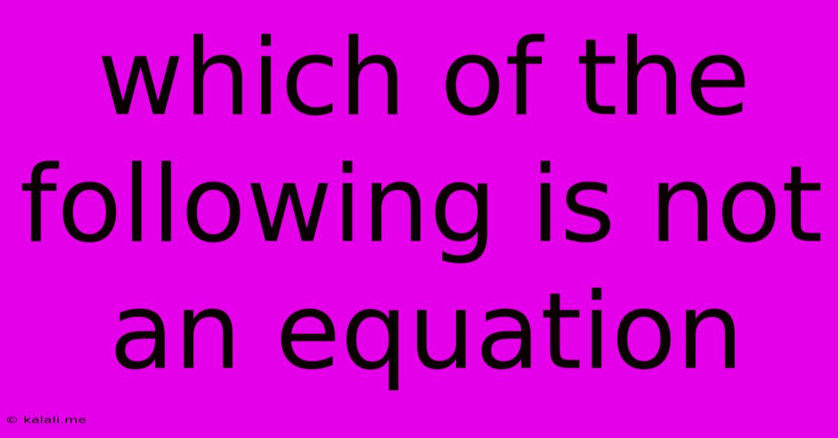 Which Of The Following Is Not An Equation