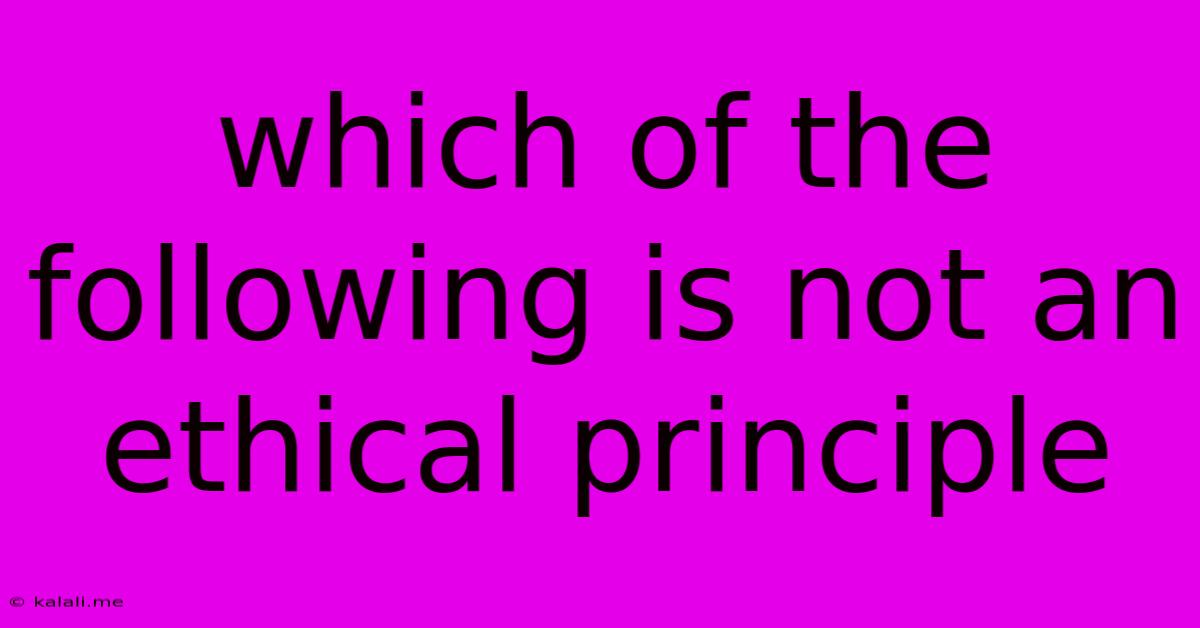 Which Of The Following Is Not An Ethical Principle