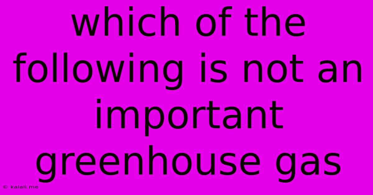 Which Of The Following Is Not An Important Greenhouse Gas