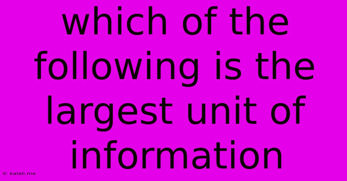 Which Of The Following Is The Largest Unit Of Information