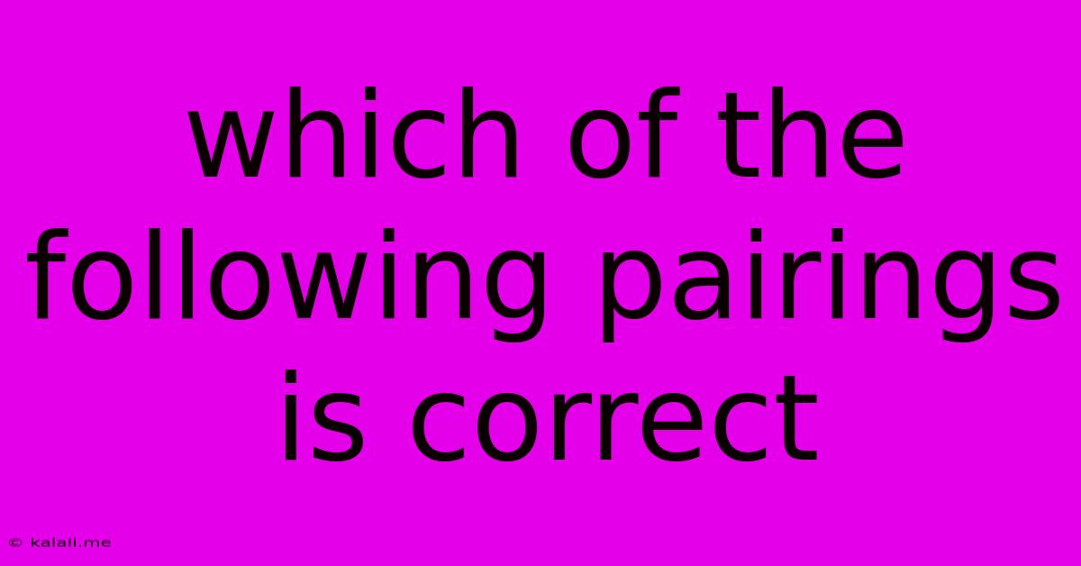 Which Of The Following Pairings Is Correct