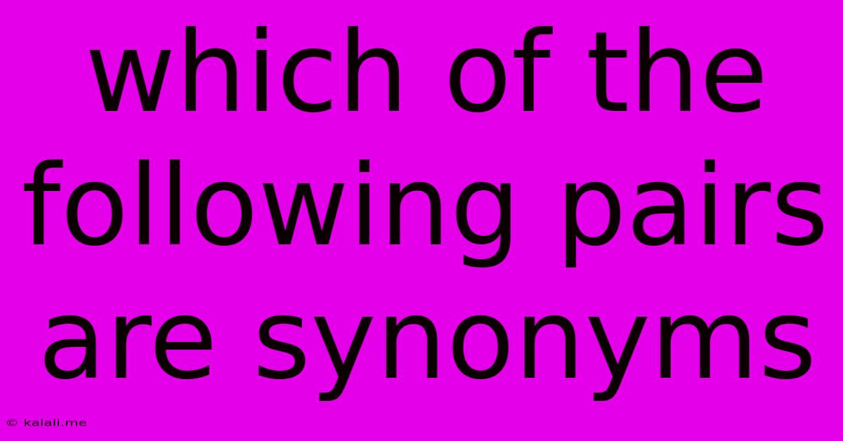 Which Of The Following Pairs Are Synonyms