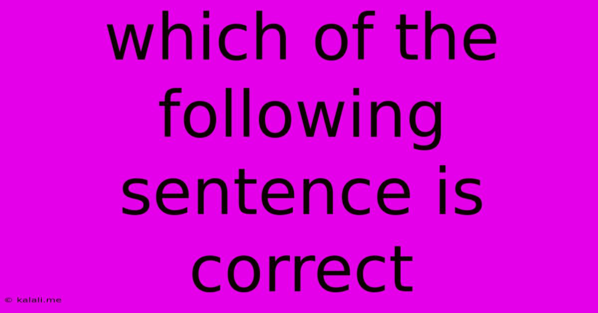Which Of The Following Sentence Is Correct