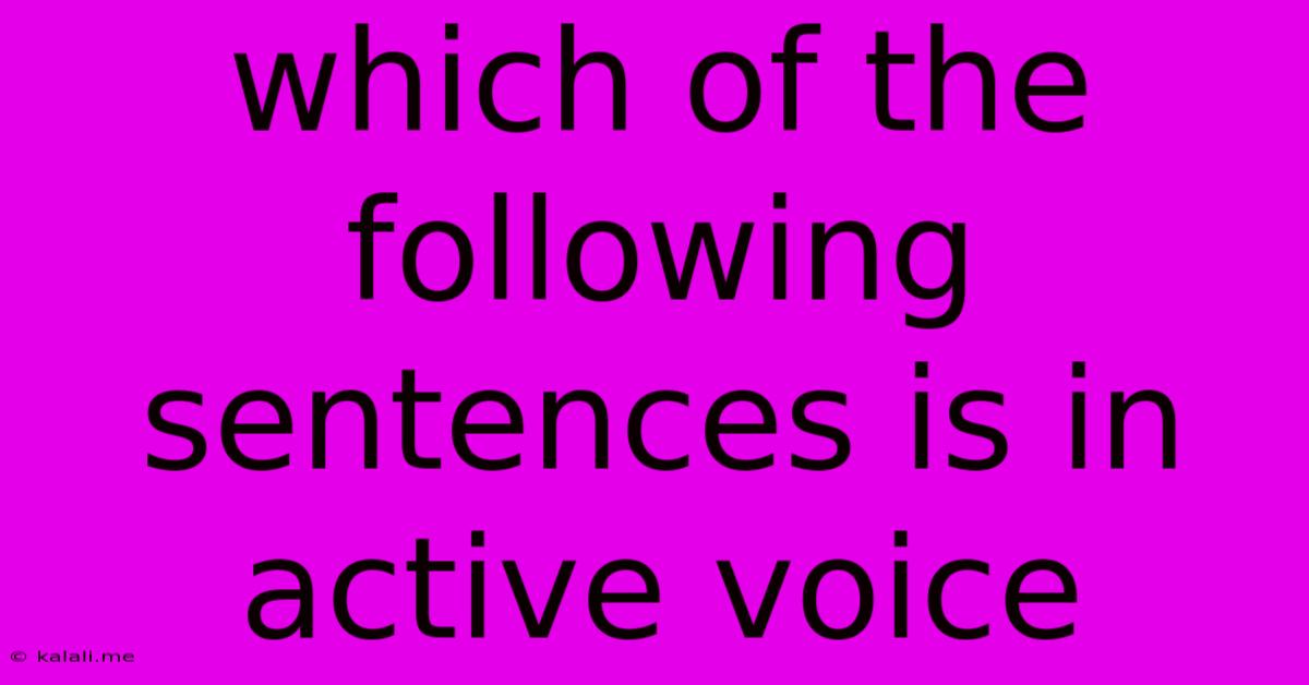 Which Of The Following Sentences Is In Active Voice