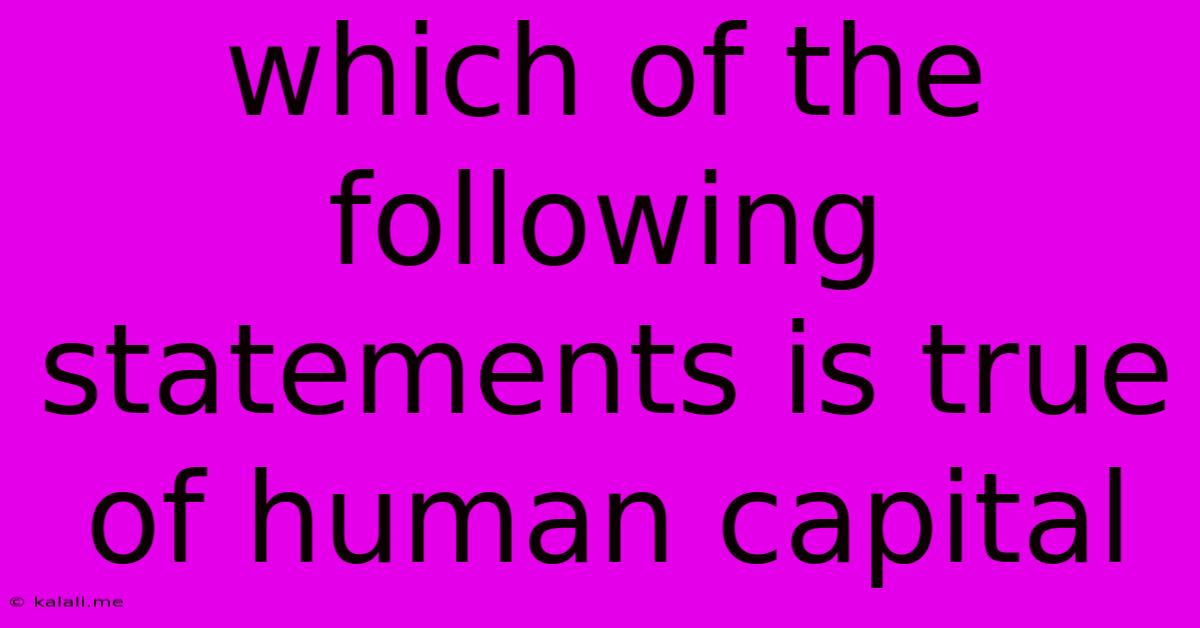 Which Of The Following Statements Is True Of Human Capital