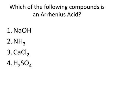 Which Of The Following Substances Is An Arrhenius Acid