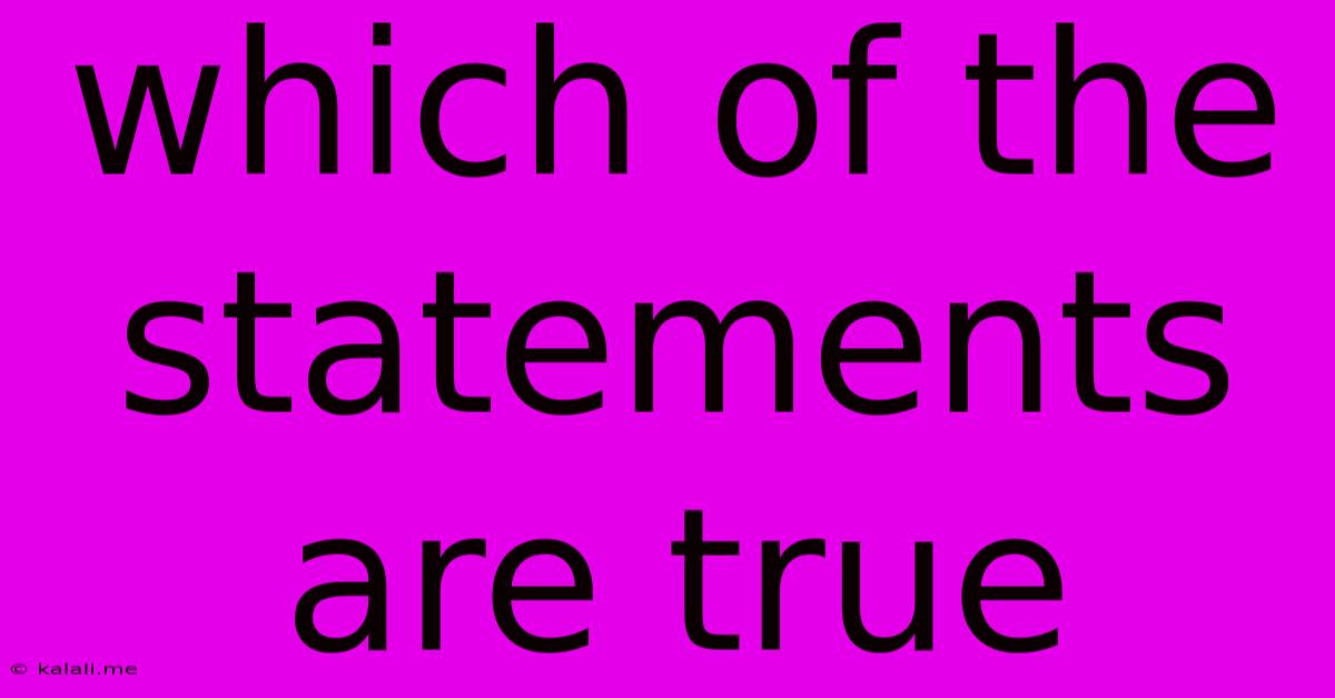 Which Of The Statements Are True