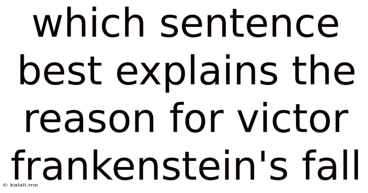 Which Sentence Best Explains The Reason For Victor Frankenstein's Fall