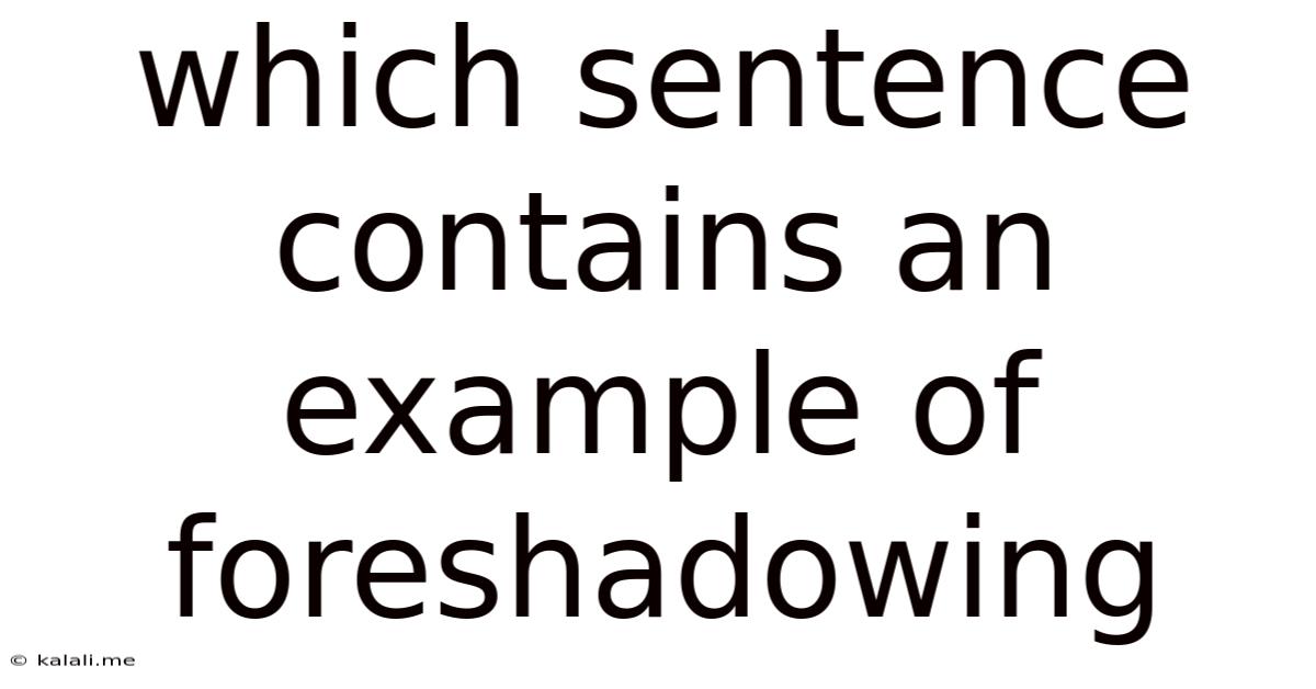 Which Sentence Contains An Example Of Foreshadowing