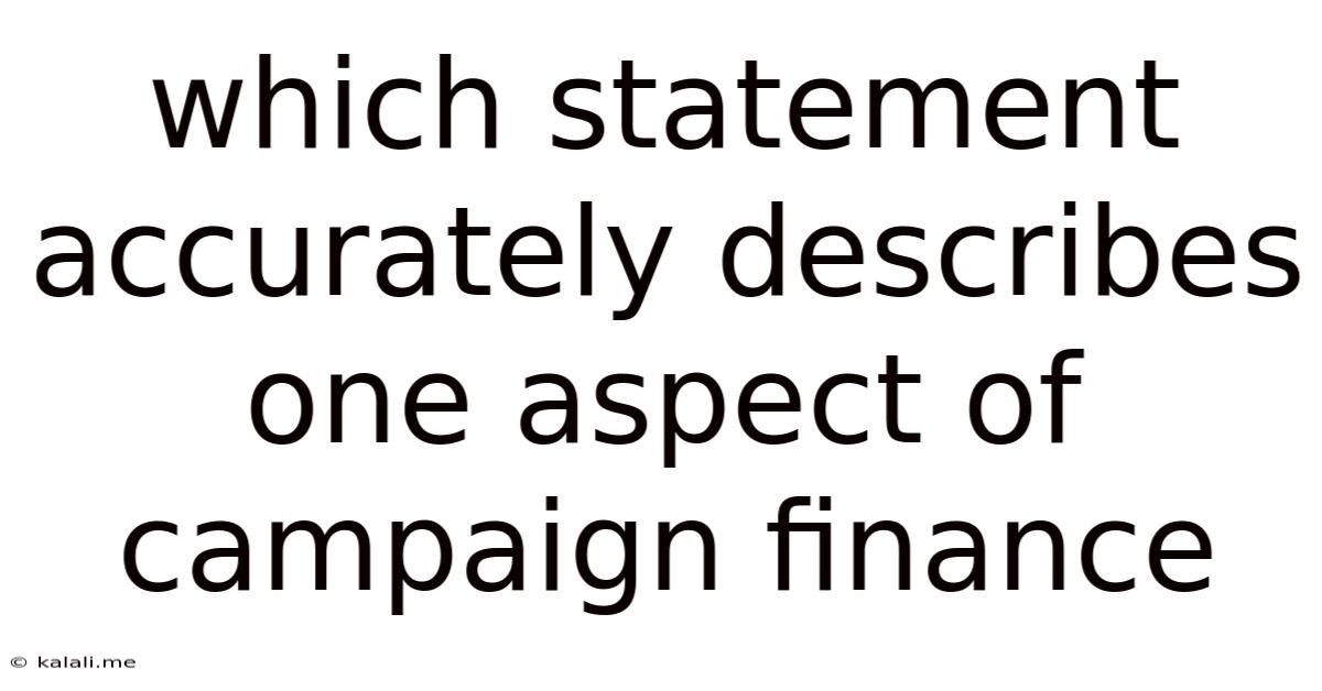Which Statement Accurately Describes One Aspect Of Campaign Finance
