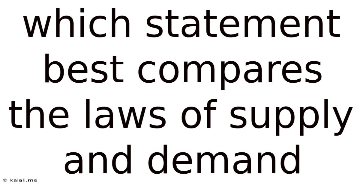 Which Statement Best Compares The Laws Of Supply And Demand