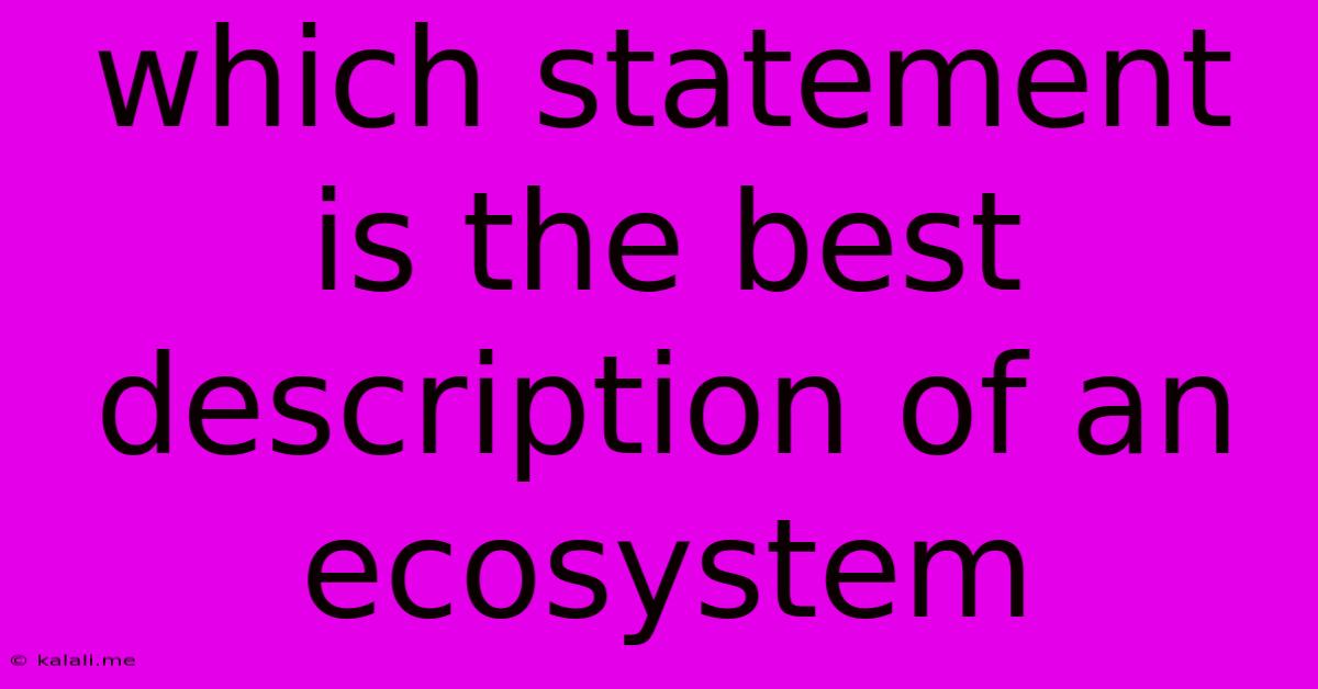 Which Statement Is The Best Description Of An Ecosystem