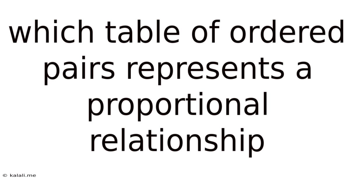 Which Table Of Ordered Pairs Represents A Proportional Relationship