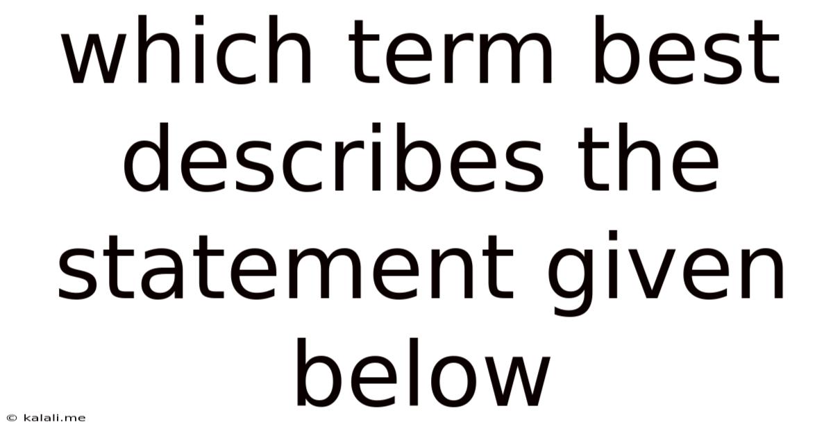 Which Term Best Describes The Statement Given Below