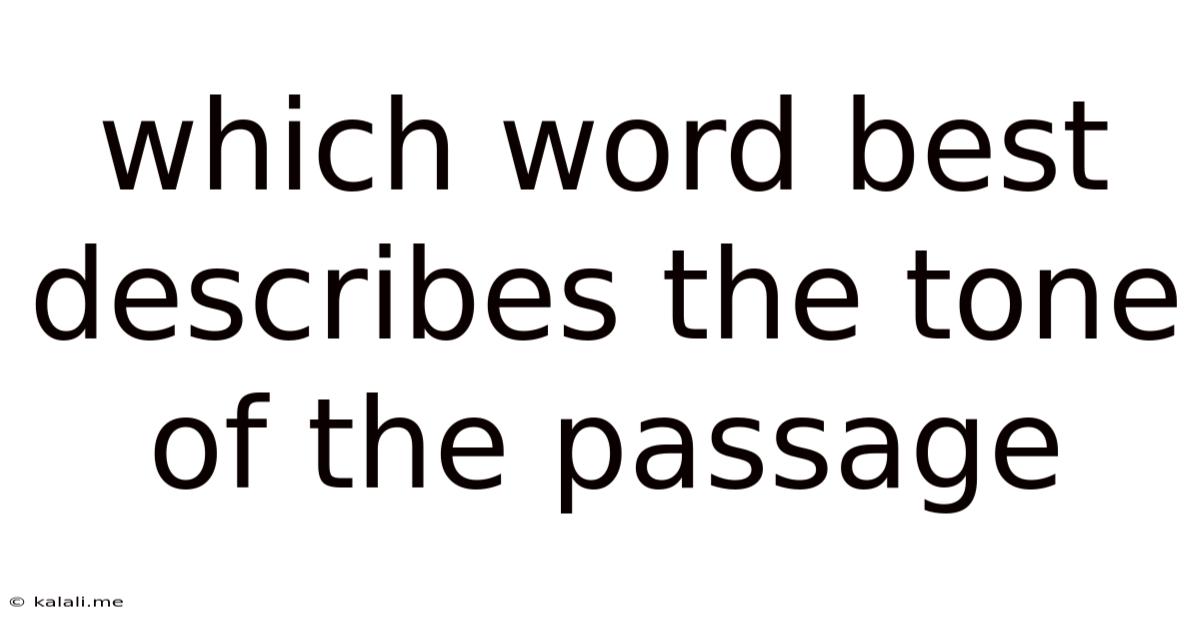 Which Word Best Describes The Tone Of The Passage