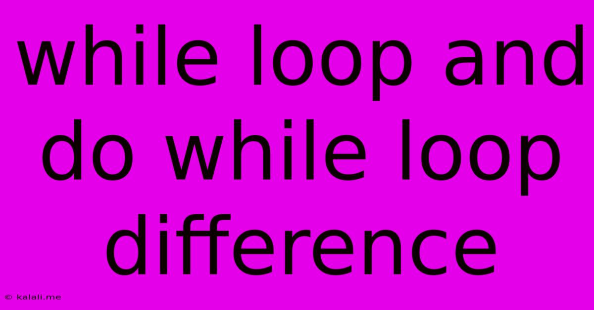 While Loop And Do While Loop Difference