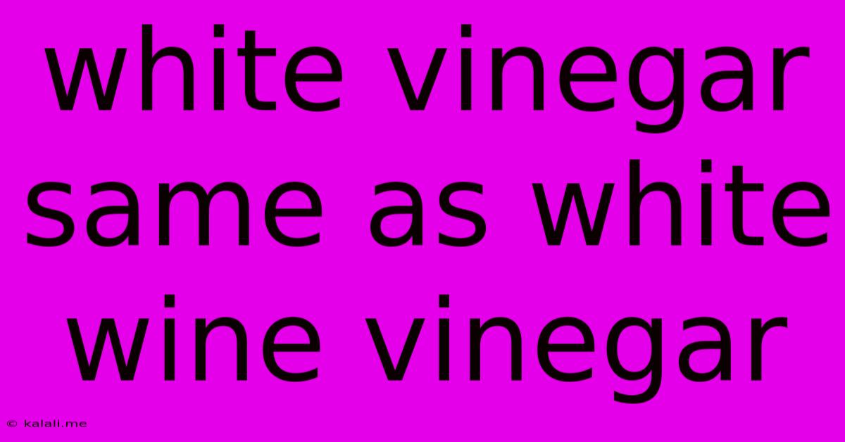 White Vinegar Same As White Wine Vinegar