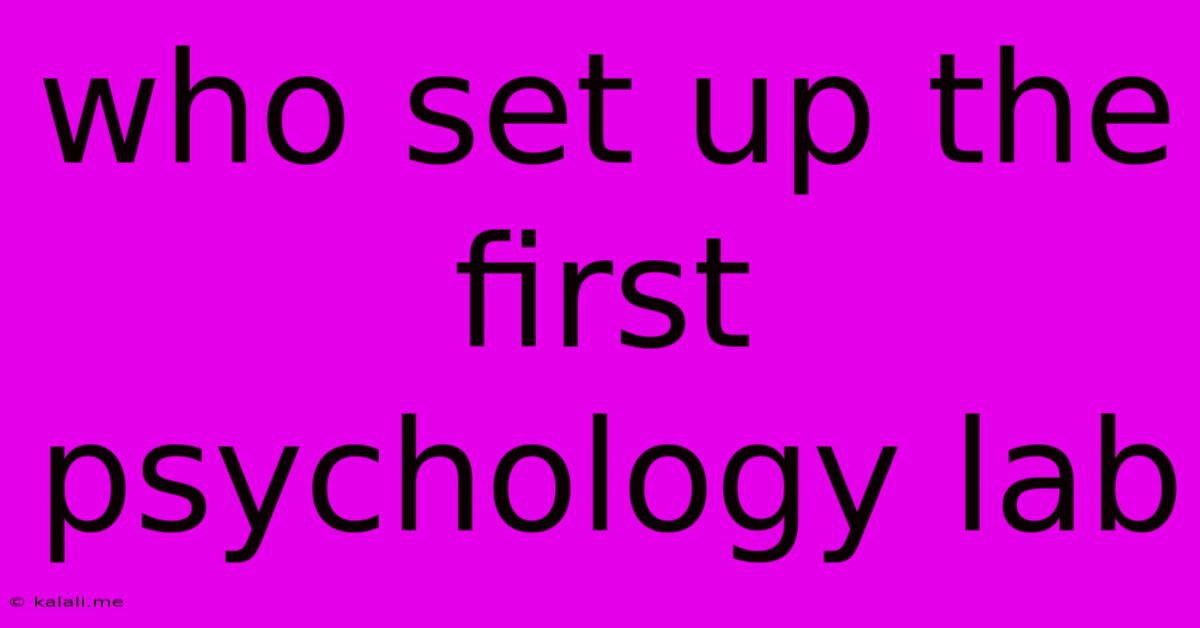 Who Set Up The First Psychology Lab