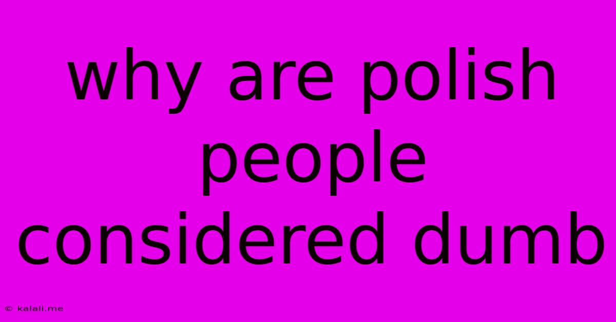 Why Are Polish People Considered Dumb