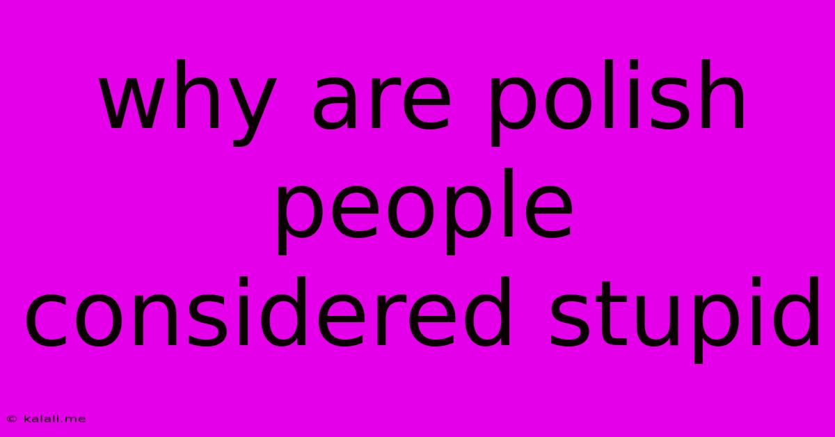 Why Are Polish People Considered Stupid
