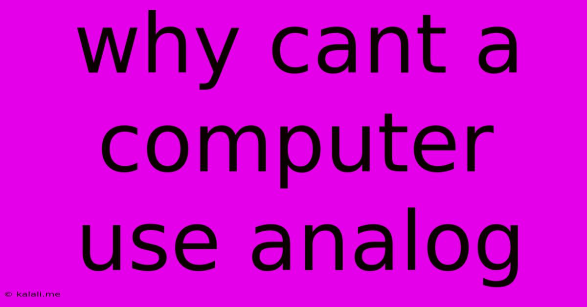 Why Cant A Computer Use Analog