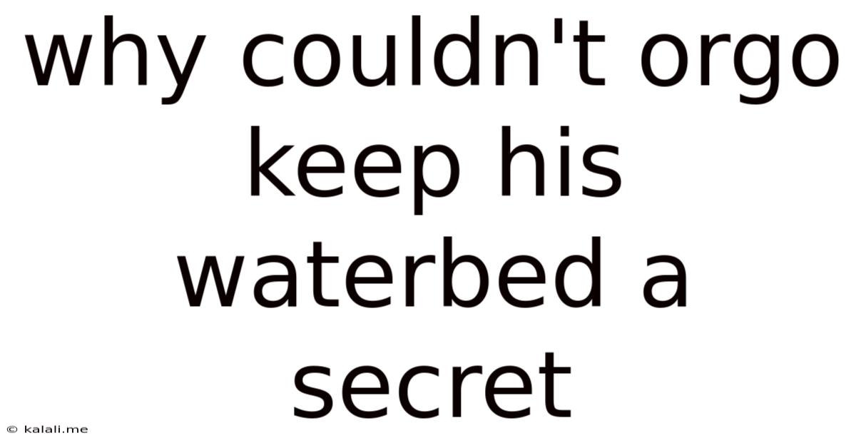 Why Couldn't Orgo Keep His Waterbed A Secret