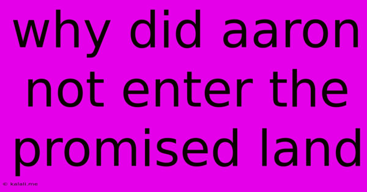 Why Did Aaron Not Enter The Promised Land