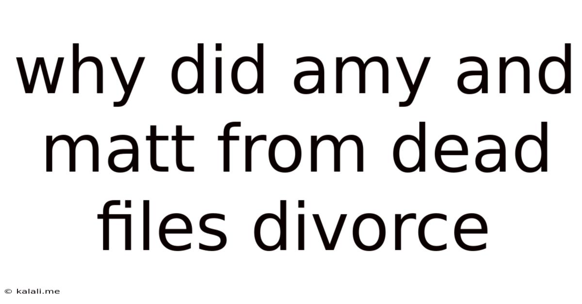 Why Did Amy And Matt From Dead Files Divorce