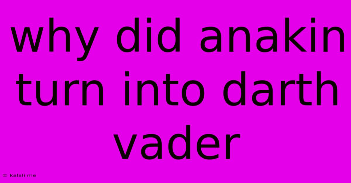 Why Did Anakin Turn Into Darth Vader