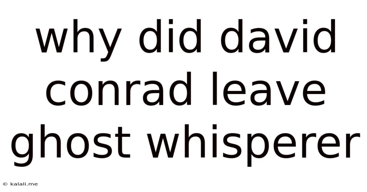 Why Did David Conrad Leave Ghost Whisperer