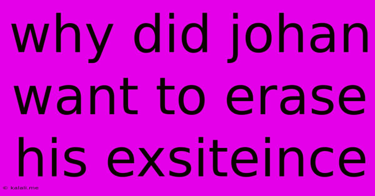 Why Did Johan Want To Erase His Exsiteince