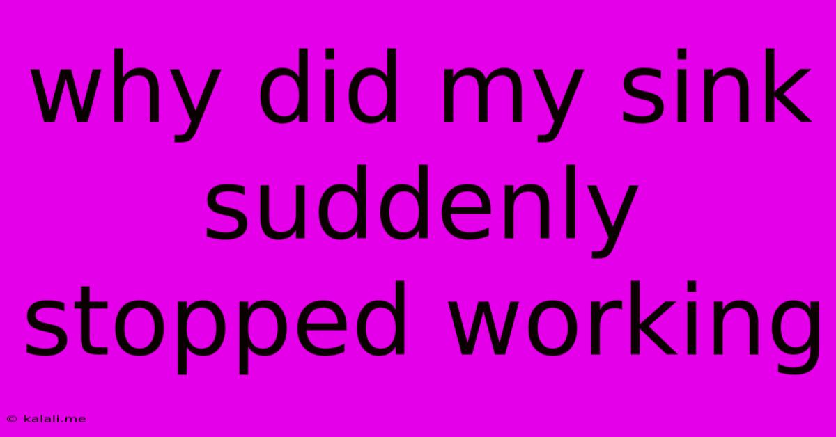 Why Did My Sink Suddenly Stopped Working