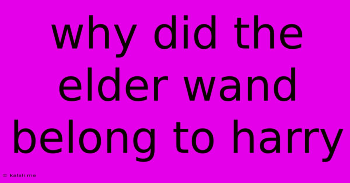 Why Did The Elder Wand Belong To Harry