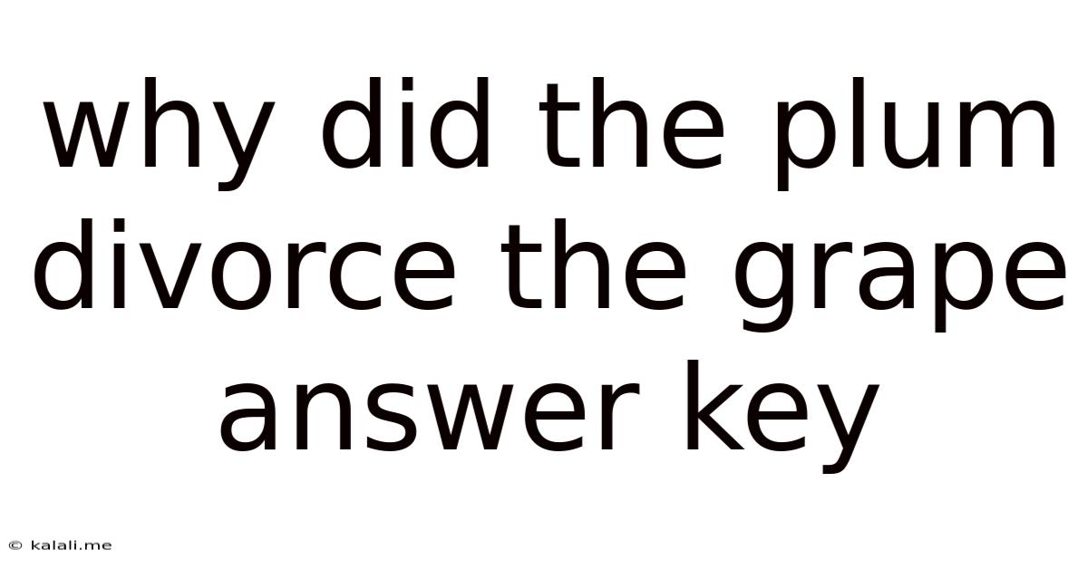 Why Did The Plum Divorce The Grape Answer Key