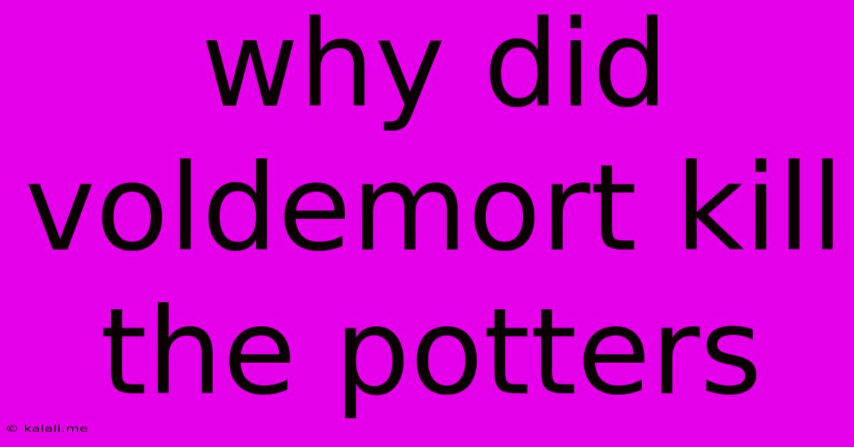 Why Did Voldemort Kill The Potters