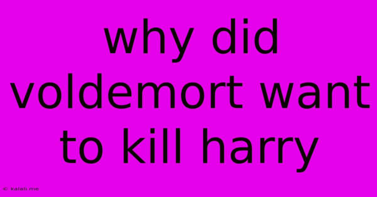 Why Did Voldemort Want To Kill Harry