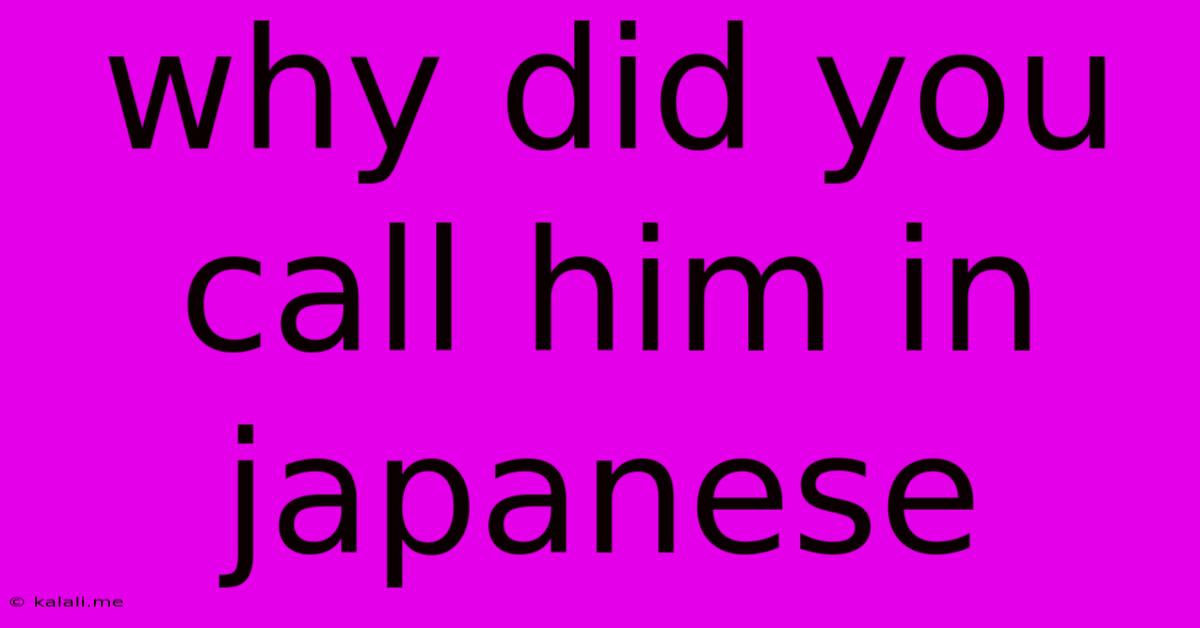 Why Did You Call Him In Japanese
