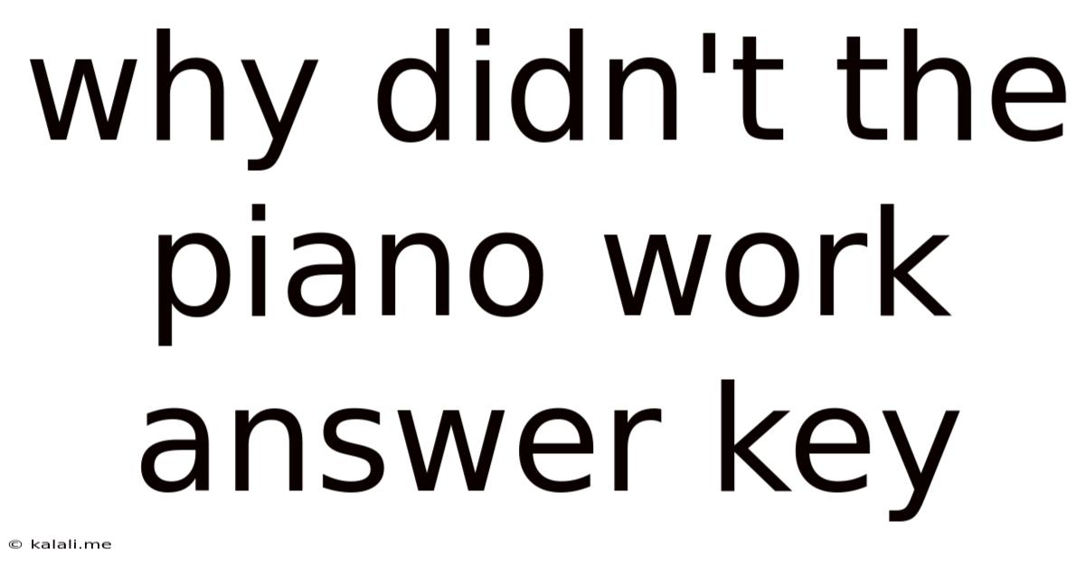 Why Didn't The Piano Work Answer Key