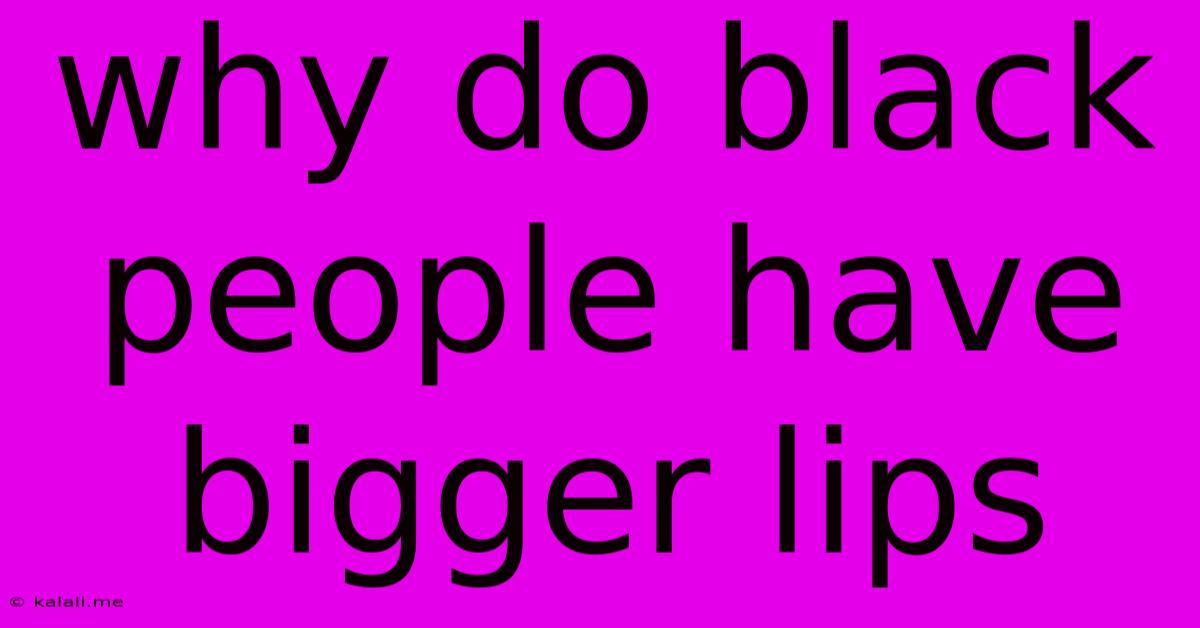Why Do Black People Have Bigger Lips