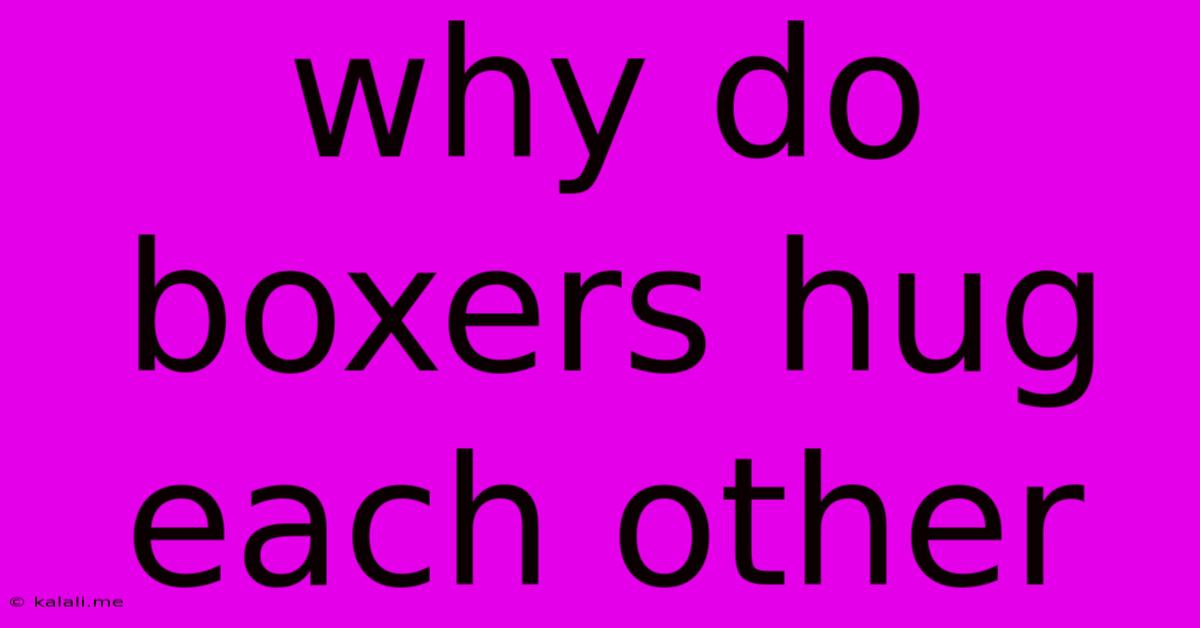 Why Do Boxers Hug Each Other