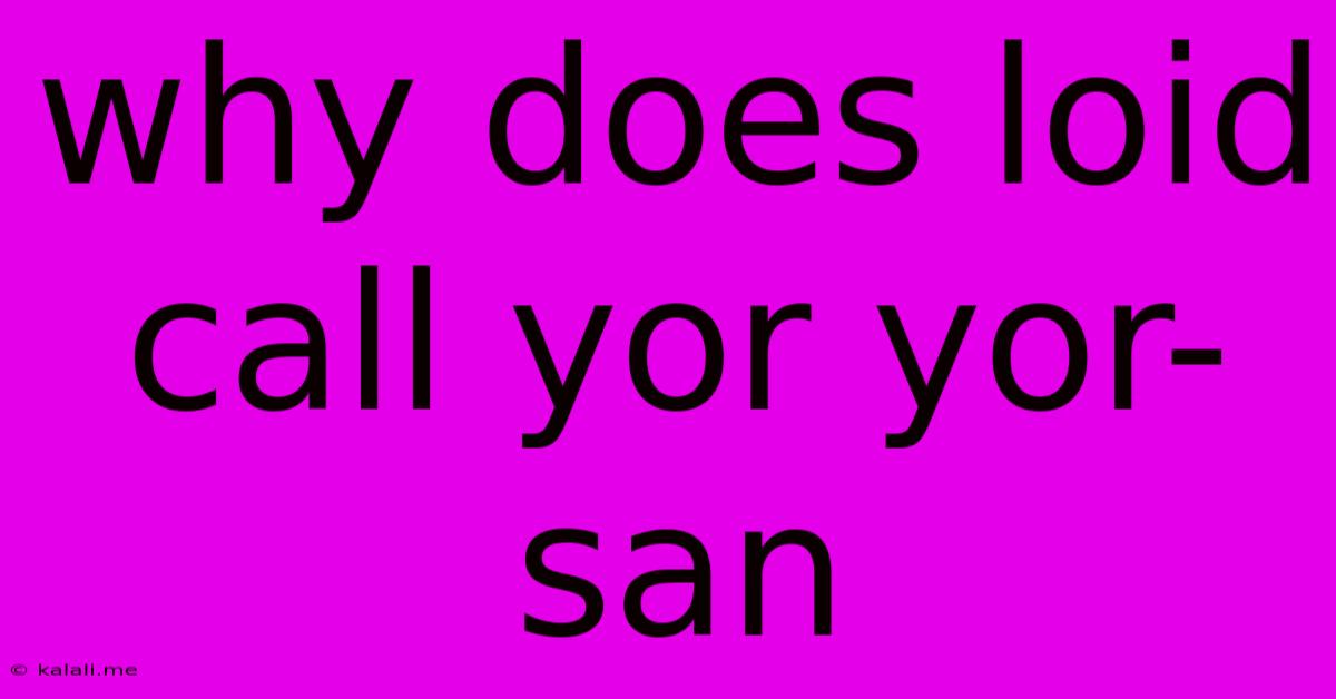 Why Does Loid Call Yor Yor-san