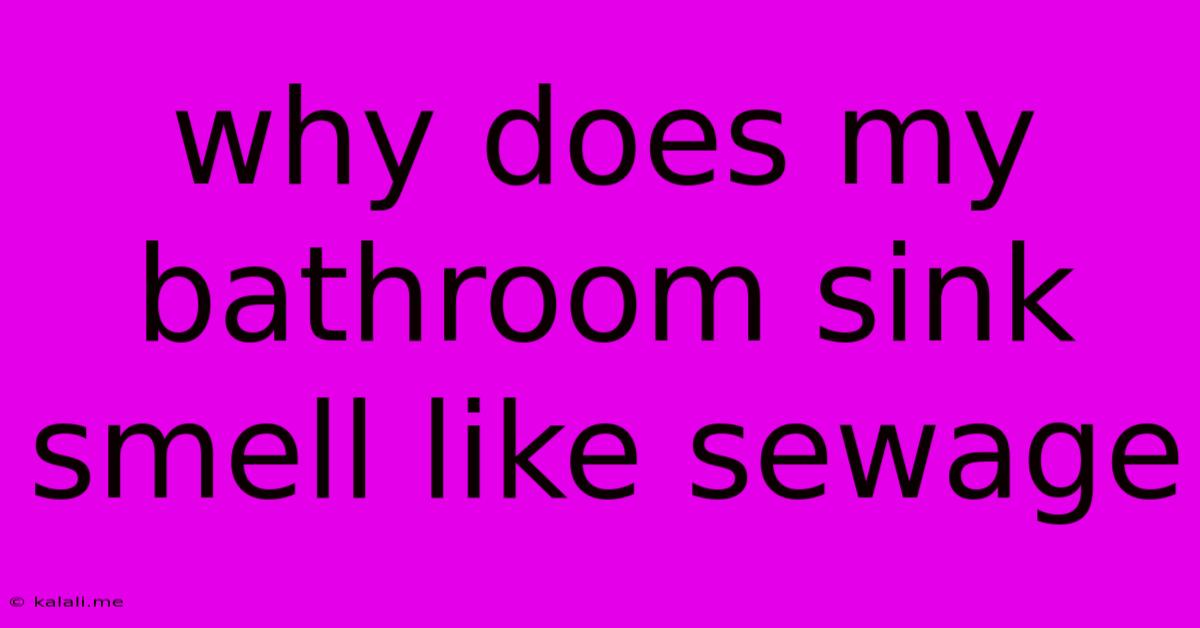 Why Does My Bathroom Sink Smell Like Sewage