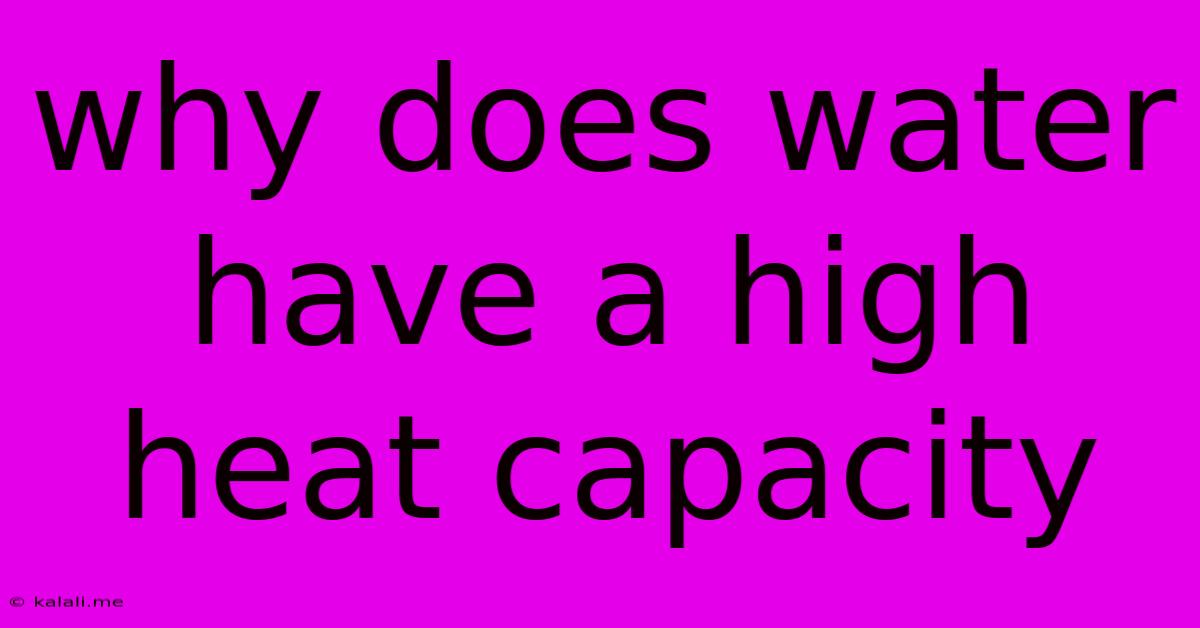 Why Does Water Have A High Heat Capacity