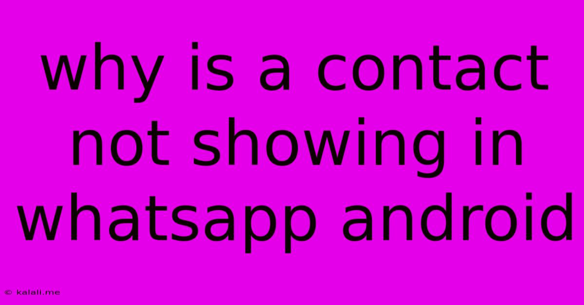 Why Is A Contact Not Showing In Whatsapp Android