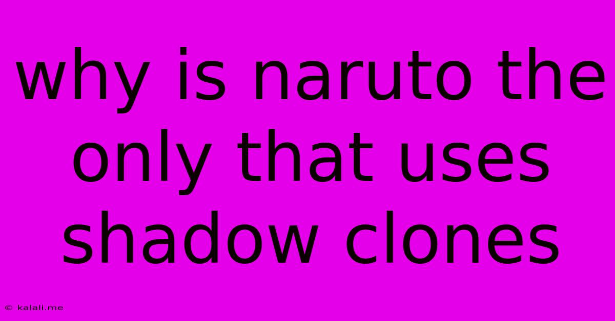 Why Is Naruto The Only That Uses Shadow Clones