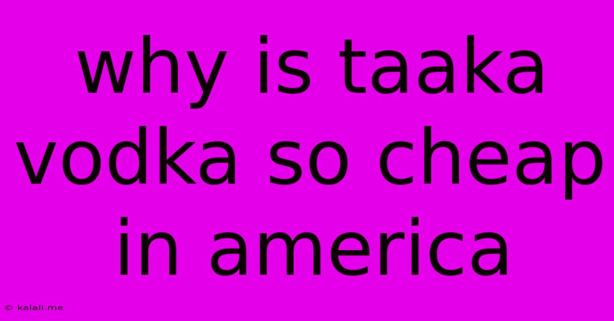 Why Is Taaka Vodka So Cheap In America