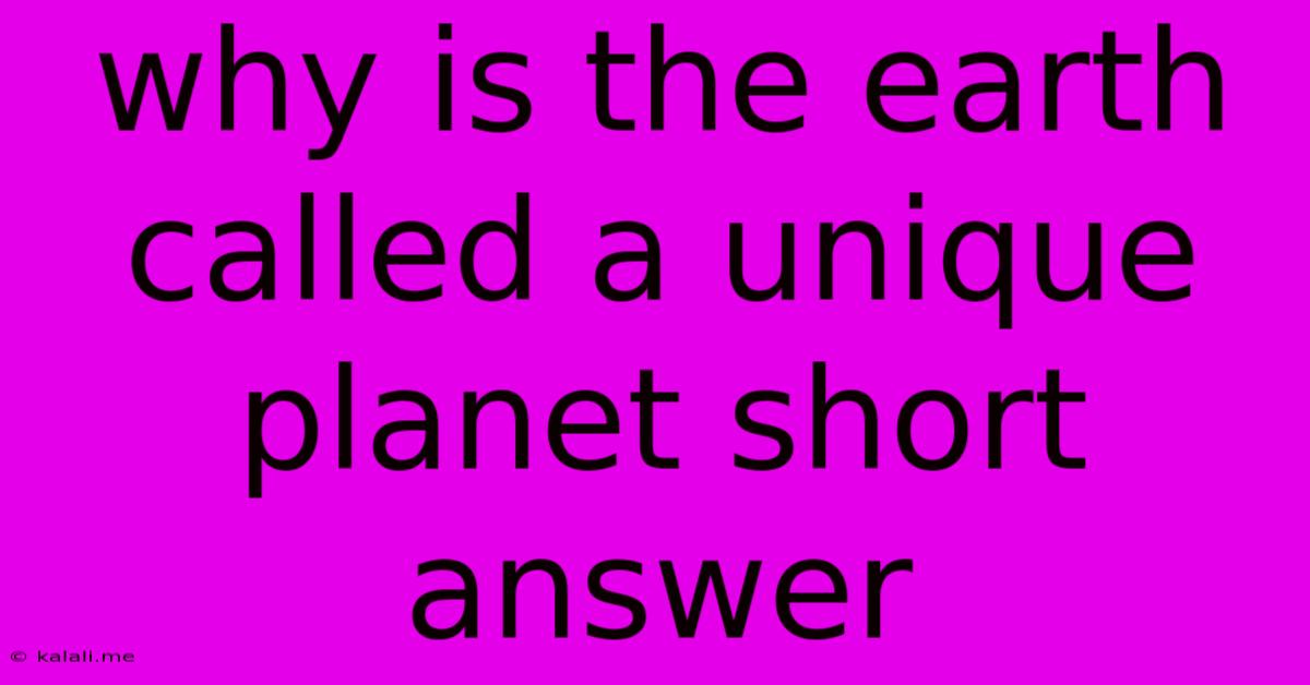 Why Is The Earth Called A Unique Planet Short Answer